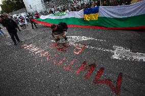 Protest In Front Of The Embassy Of Russia In Sofia