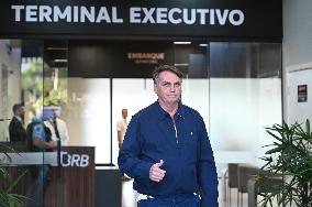 Brazil's Former President Jair Bolsonaro Arrives At Brasilia Airport