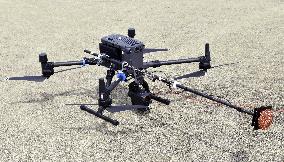 Drone used for inspection of wind-power generation facility