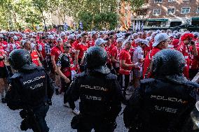 Dozens Of FC Union Berlin Fans Rally - Madrid