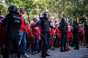 Dozens Of FC Union Berlin Fans Rally - Madrid