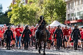 Dozens Of FC Union Berlin Fans Rally - Madrid