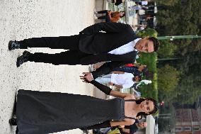 MFW - Amy Jackson And Ed Westwick At Alberta Ferretti