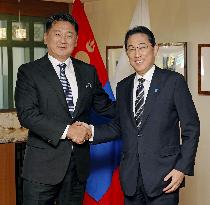 Japan PM meets with Mongolian president in New York
