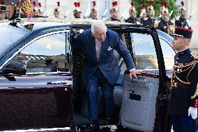 King Charles III and Queen Camilla at the Elysee Palace - Paris