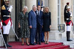 King Charles III and Queen Camilla at the Elysee Palace - Paris