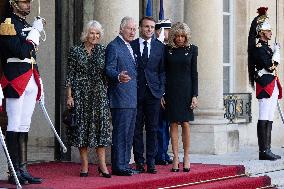 King Charles III and Queen Camilla at the Elysee Palace - Paris