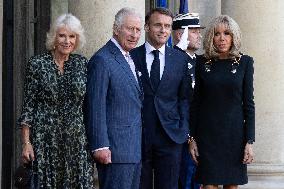 King Charles III and Queen Camilla at the Elysee Palace - Paris