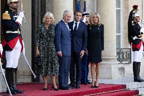 King Charles III and Queen Camilla at the Elysee Palace - Paris