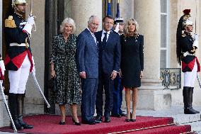 King Charles III and Queen Camilla at the Elysee Palace - Paris