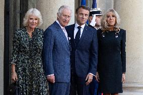 King Charles III and Queen Camilla at the Elysee Palace - Paris