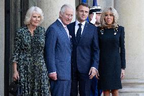 King Charles III and Queen Camilla at the Elysee Palace - Paris