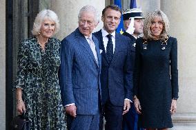 King Charles III and Queen Camilla at the Elysee Palace - Paris