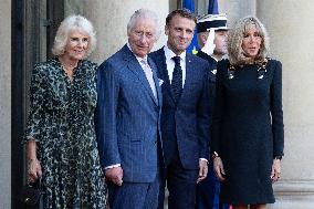 King Charles III and Queen Camilla at the Elysee Palace - Paris