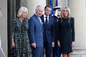 King Charles III and Queen Camilla at the Elysee Palace - Paris