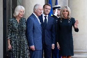 King Charles III and Queen Camilla at the Elysee Palace - Paris