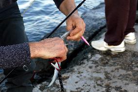 Fishing at Lanzheron beach in Odesa