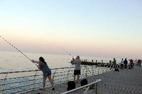 Fishing at Lanzheron beach in Odesa