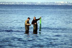 Fishing at Lanzheron beach in Odesa
