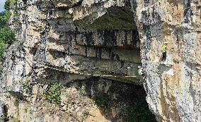 Rock Climbers Experience Via Ferrata Climbing