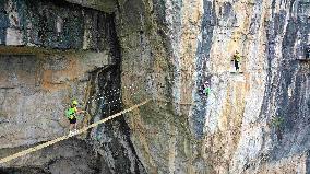 Rock Climbers Experience Via Ferrata Climbing