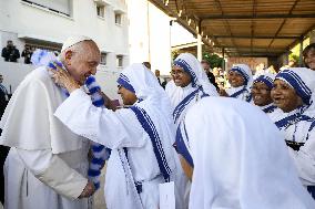 Pope Francis Visits Marseille - House Of The Missionaries Of Charity