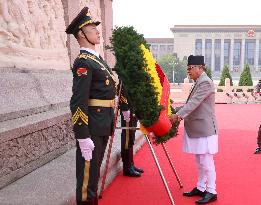 CHINA-BEIJING-NEPALESE PM-MONUMENT-TRIBUTE (CN)