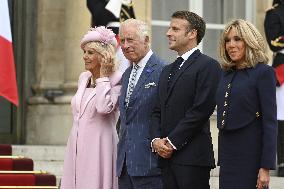 King Charles III And Queen Camilla At Elysee Palace - Visit In France