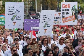 Hospital Workers Go On Strike Against Federal Policy In Duesseldorf