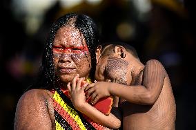 Indigenous People Celebrate The Positive Outcome Of The 'Temporal Milestone' Trial In Front Of The Supreme Court In Brasilia