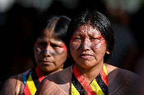 Indigenous People Celebrate The Positive Outcome Of The 'Temporal Milestone' Trial In Front Of The Supreme Court In Brasilia