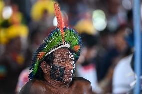 Indigenous People Celebrate The Positive Outcome Of The 'Temporal Milestone' Trial In Front Of The Supreme Court In Brasilia
