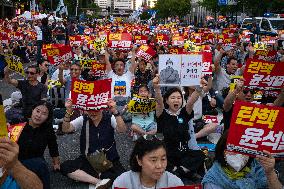 Candlelight Vigil For Impeachment Of President Yoon Suk Yeol In Seoul
