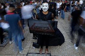 Anonymous For The Voiceless Mexico Demonstrates In Mexico City's Historic Centre