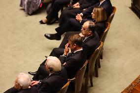 President Macron At Late Italian President Napolitano State Funeral - Rome