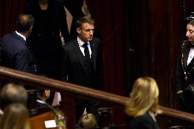 President Macron At Late Italian President Napolitano State Funeral - Rome