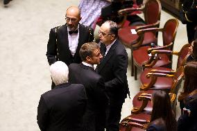 President Macron At Late Italian President Napolitano State Funeral - Rome