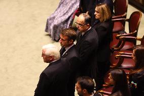 President Macron At Late Italian President Napolitano State Funeral - Rome