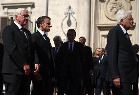 President Macron At Late Italian President Napolitano State Funeral - Rome