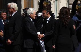President Macron At Late Italian President Napolitano State Funeral - Rome