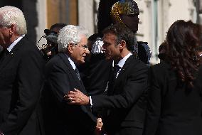 President Macron At Late Italian President Napolitano State Funeral - Rome