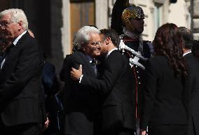 President Macron At Late Italian President Napolitano State Funeral - Rome