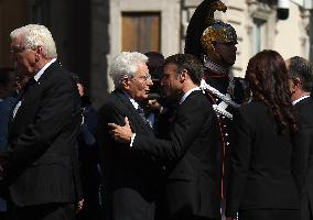President Macron At Late Italian President Napolitano State Funeral - Rome