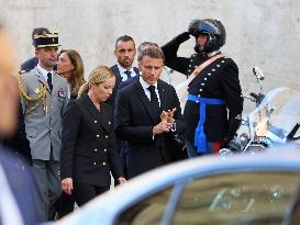 President Macron At Late Italian President Napolitano State Funeral - Rome