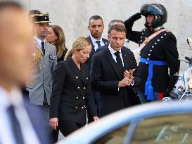 President Macron At Late Italian President Napolitano State Funeral - Rome