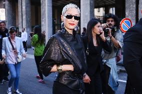 Celebrity Arrivals At Giorgio Armani Fashion Show During The Milan Fashion Week Womenswear Spring Summer 2024