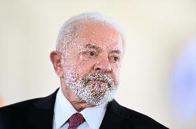 President Of Brazil, Lula Da Silva Talks To The Press About The Surgery He Will Have This Week