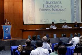 Xochitl Galvez, Presidential Candidate At A Forum On Indigenous Peoples In Mexico