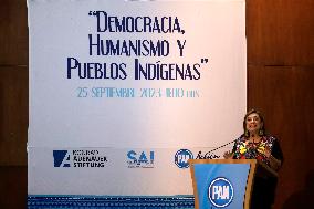 Xochitl Galvez, Presidential Candidate At A Forum On Indigenous Peoples In Mexico