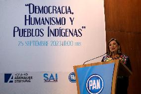 Xochitl Galvez, Presidential Candidate At A Forum On Indigenous Peoples In Mexico